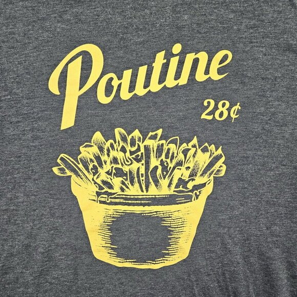 Poutine 28¢ Spell Out Graphic Print T-Shirt Mens Sz XL Blue Canada French Fries - Picture 4 of 10